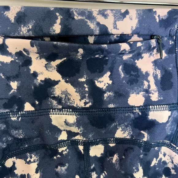 SWEATY BETTY Sz XXS The Power Workout 7/8 Leggings Pockets Drawstring Blue Print - Picture 10 of 11